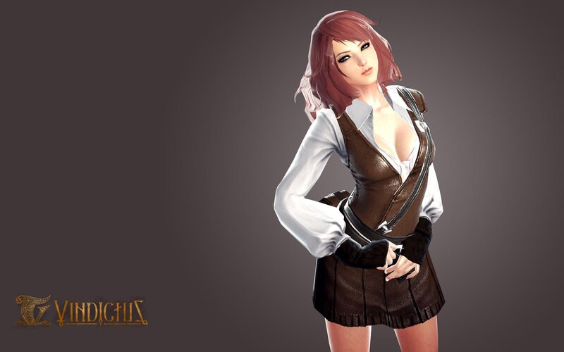 Female Character in Brown Outfit — Confident