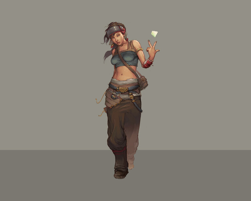 female character in casual attire