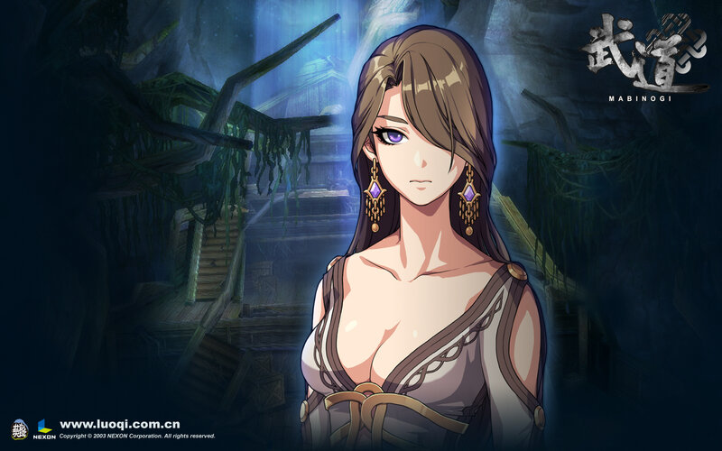 Female Character in Cave — Blue