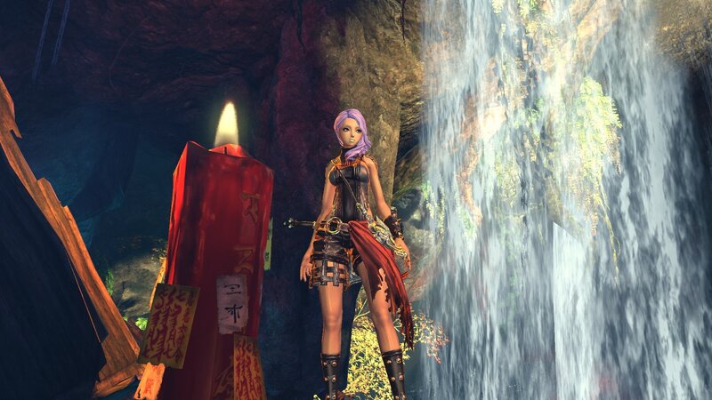 Female Character in Cave — Purple