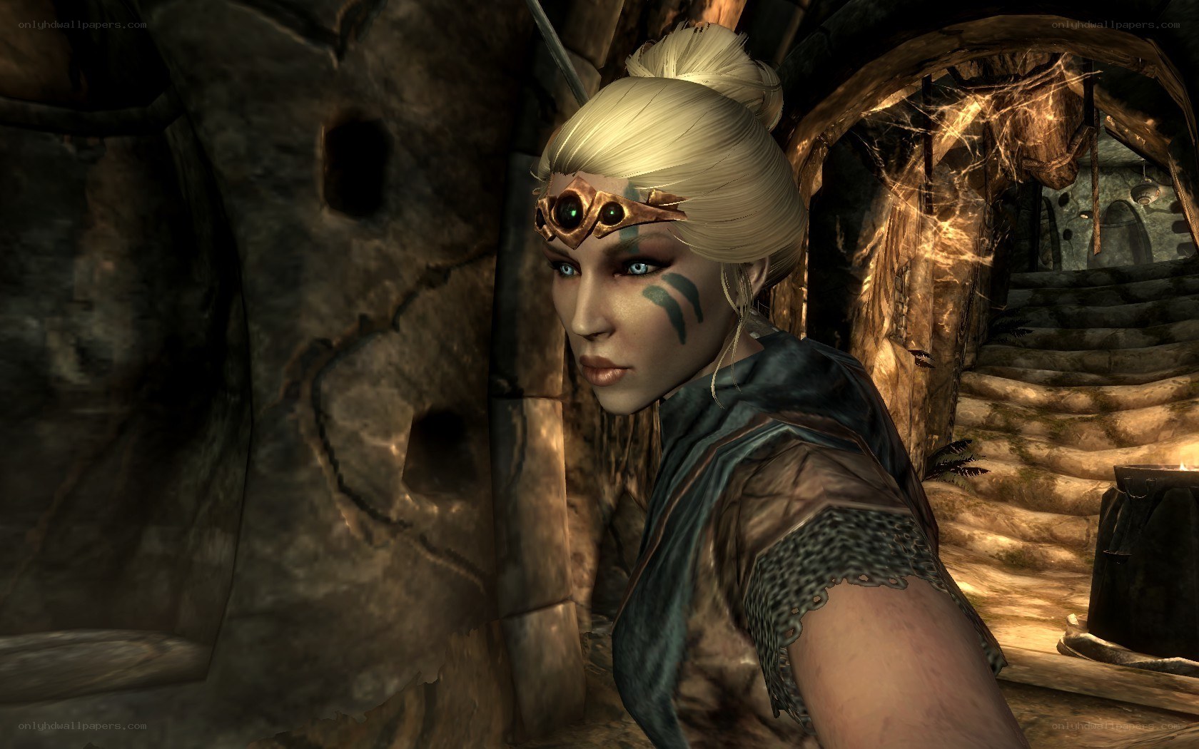 female character in cave setting