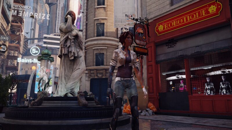 Female Character in City — Gray