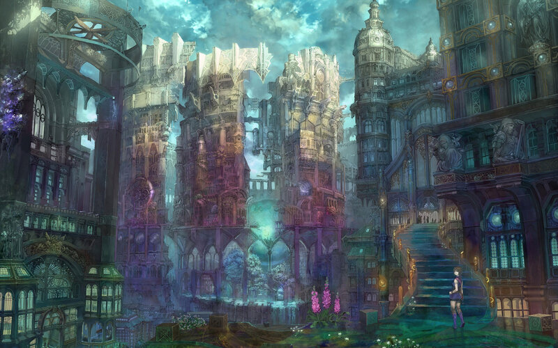 Female Character in City — Purple