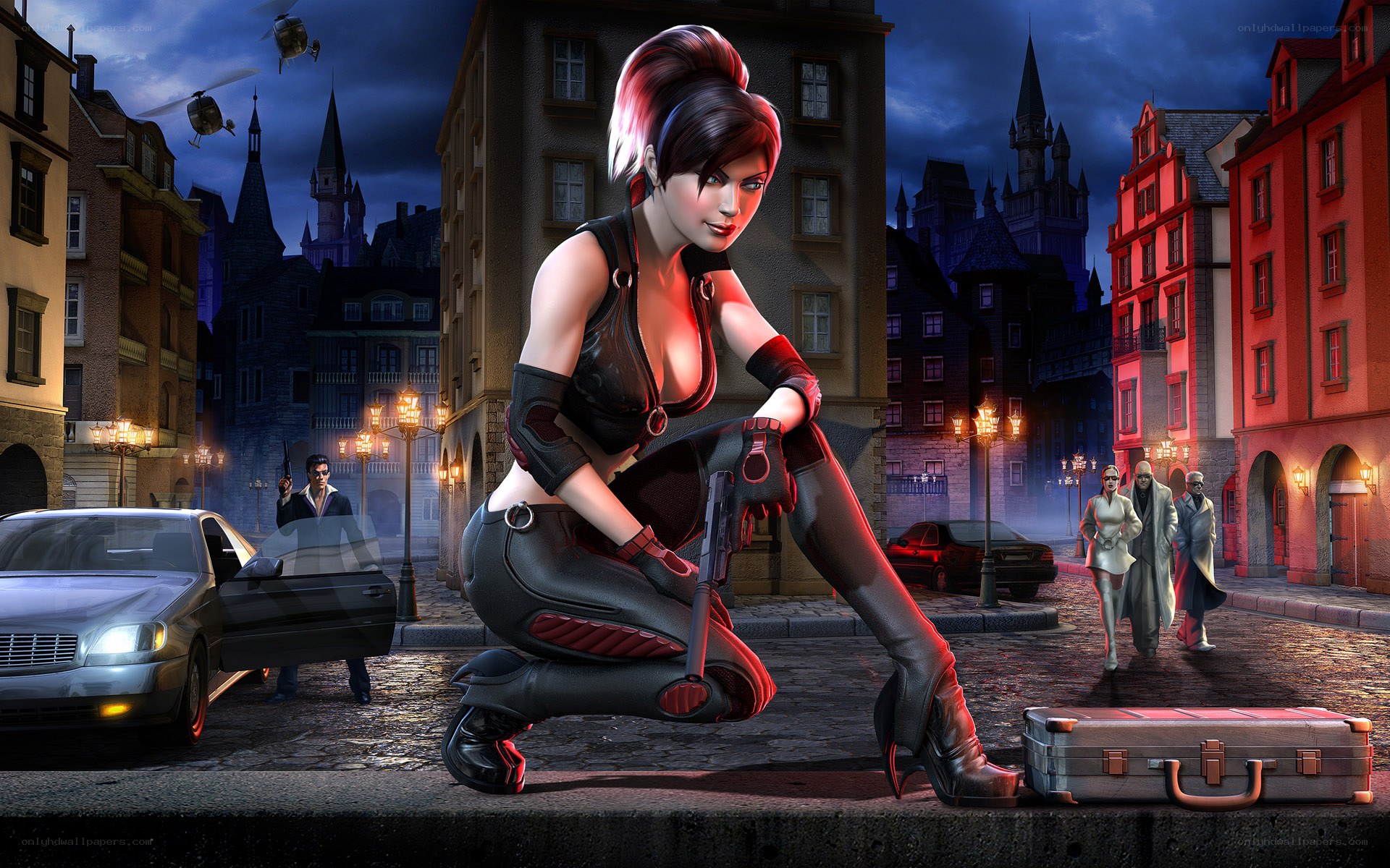 female character in city scene