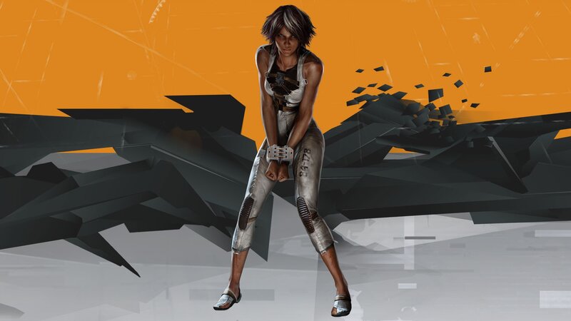 Female Character in Combat Gear — Orange