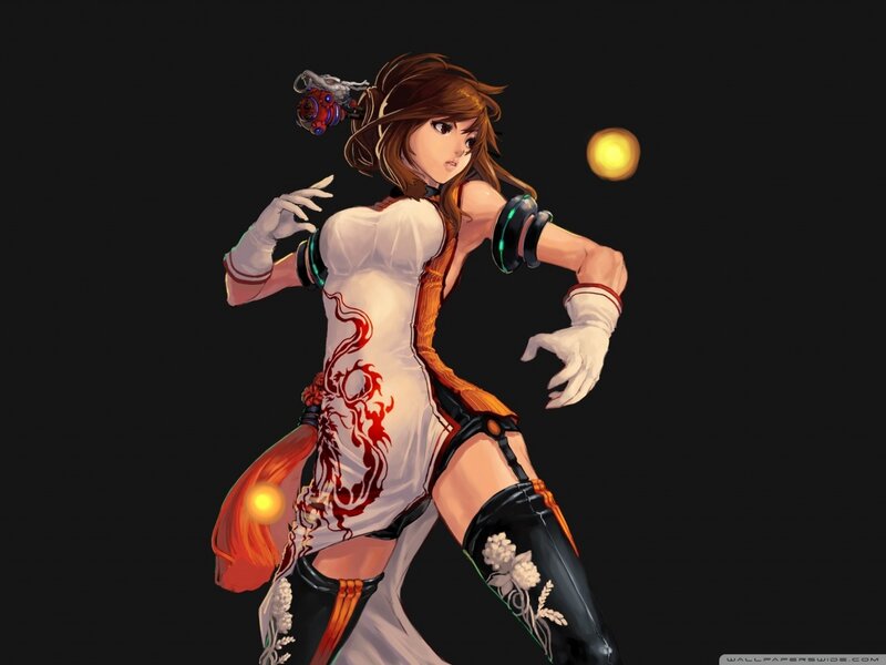 Female Character in Combat Pose — Black