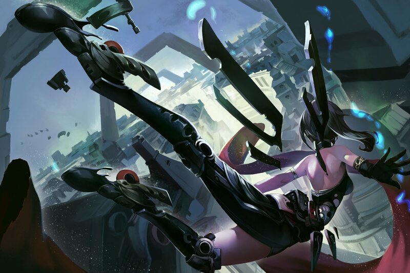 Female Character in Combat — Purple, Dramatic