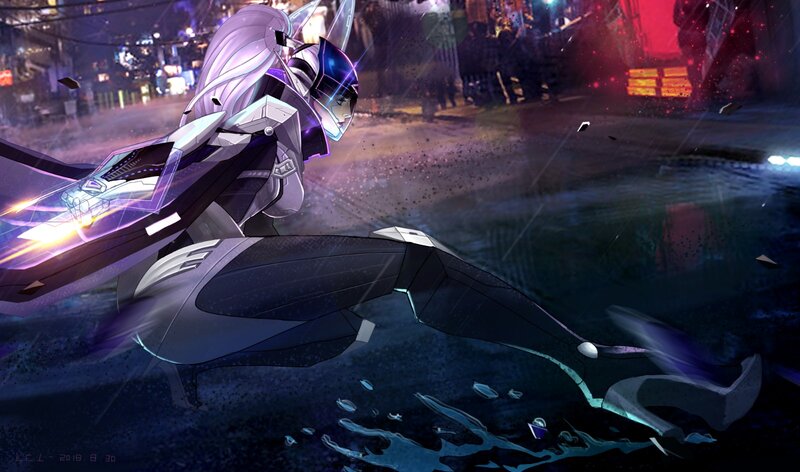 Female Character in Combat Suit — Purple