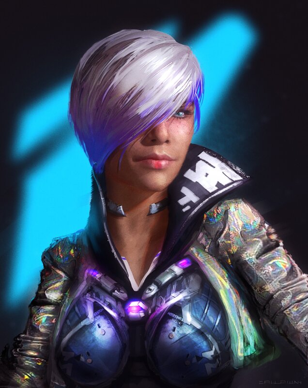 Female Character in Cyberpunk Outfit