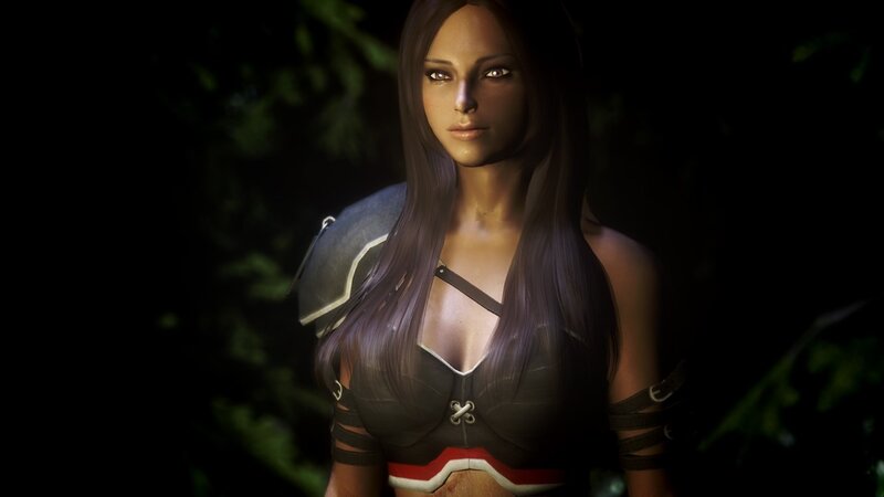 female character in dark armor