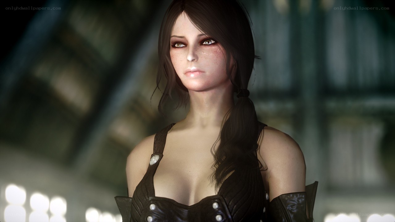 female character in dark armor
