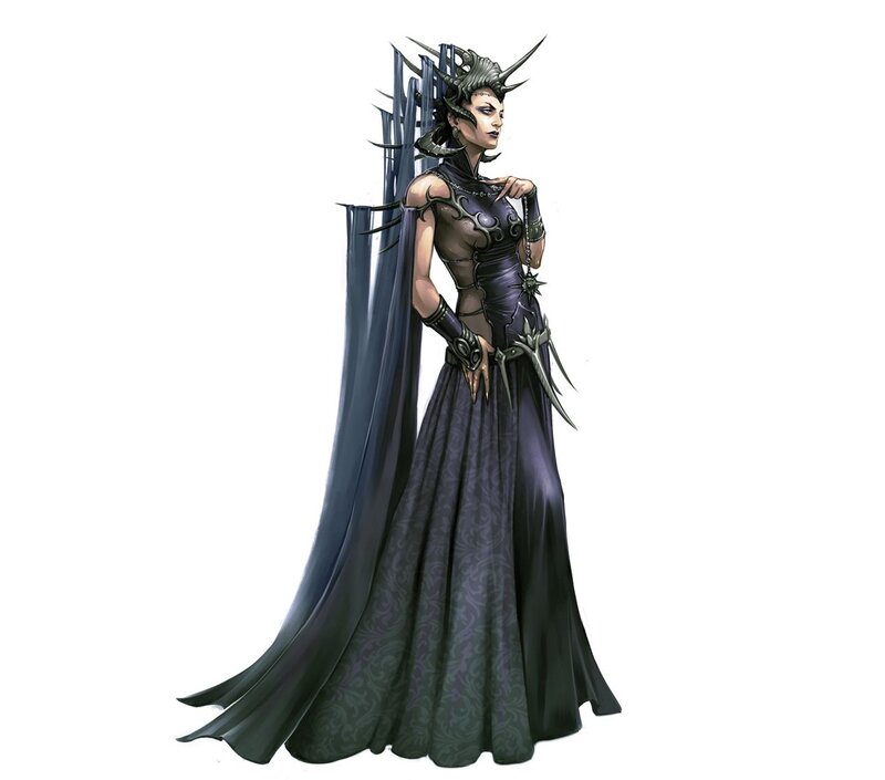 Female Character in Dark Dress — Black