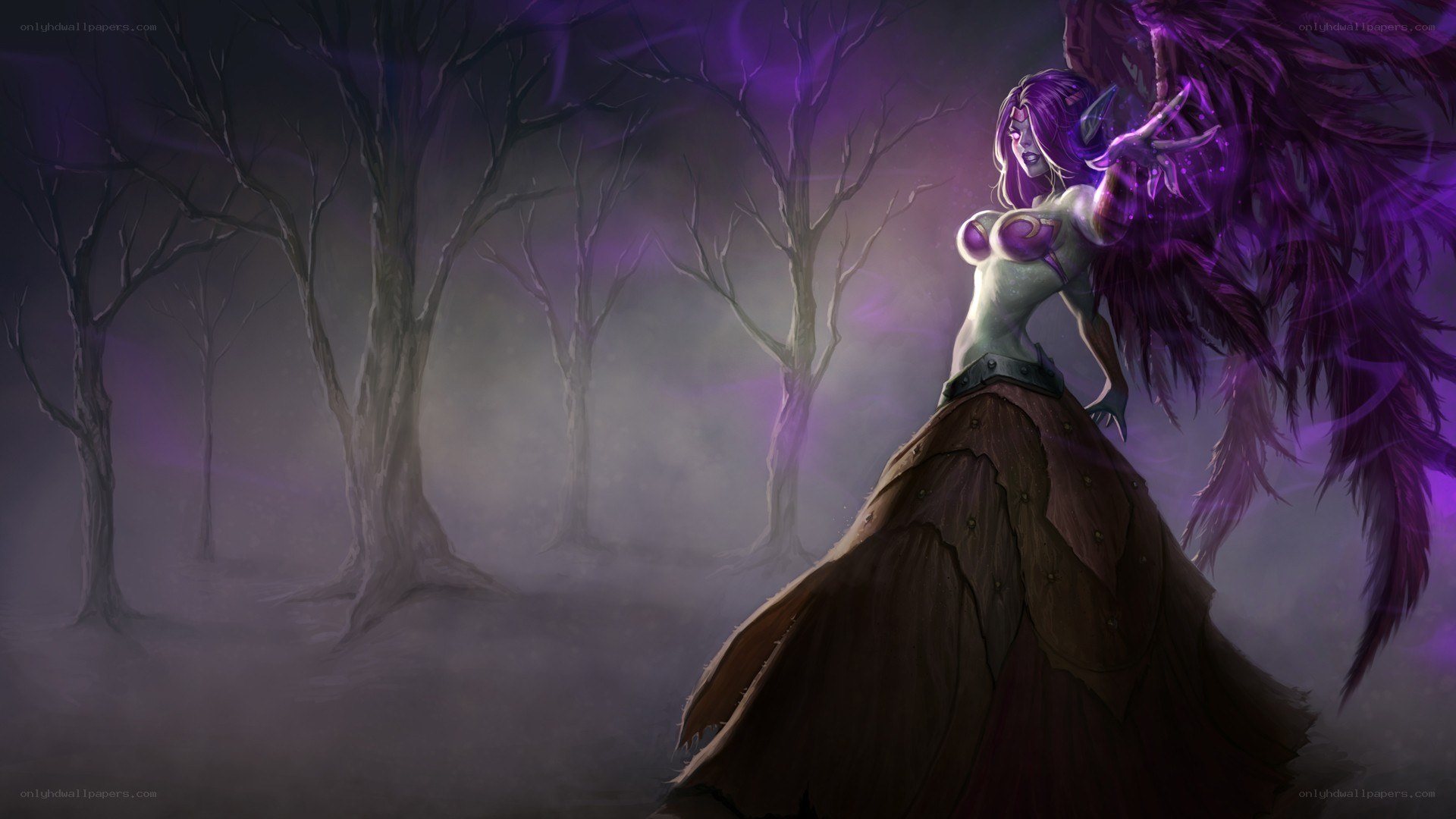 female character in dark forest