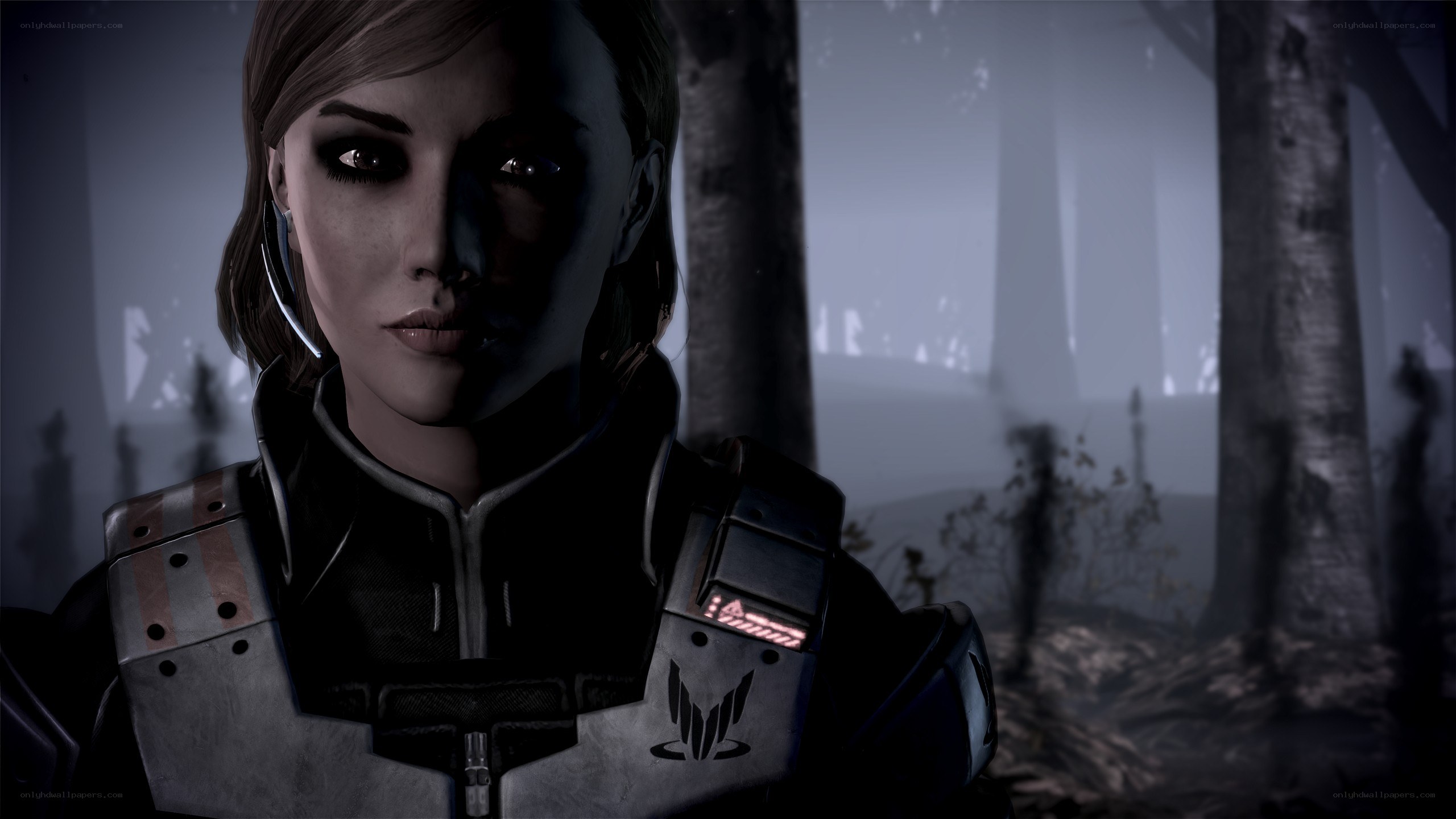 female character in dark forest