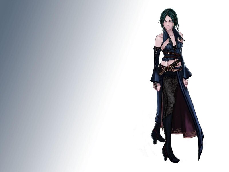Female Character in Dark Outfit — Black, Neutral