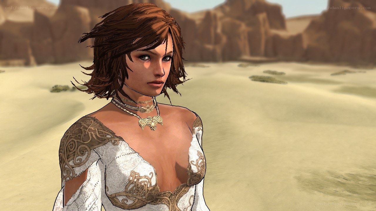 female character in desert