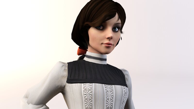 Female Character in Dress — White, Neutral
