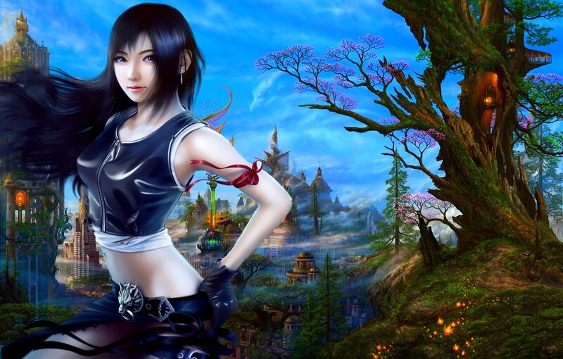 Female Character in Fantasy Landscape — Blue