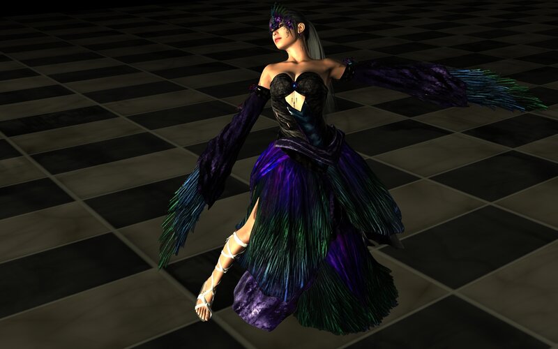 Female Character in Feathered Dress