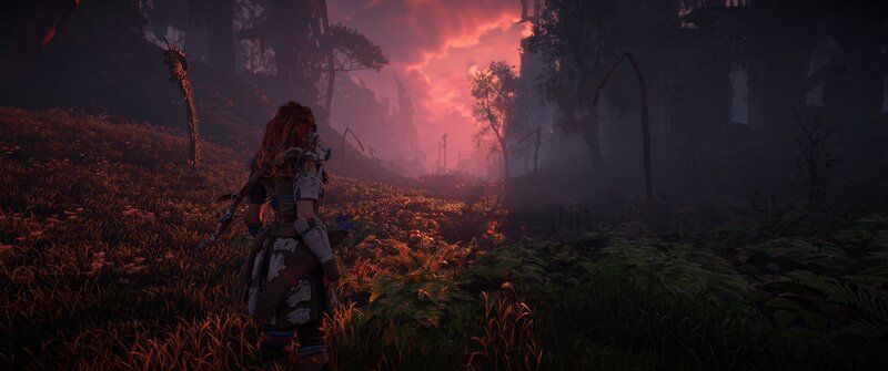 Female Character in Field — Red
