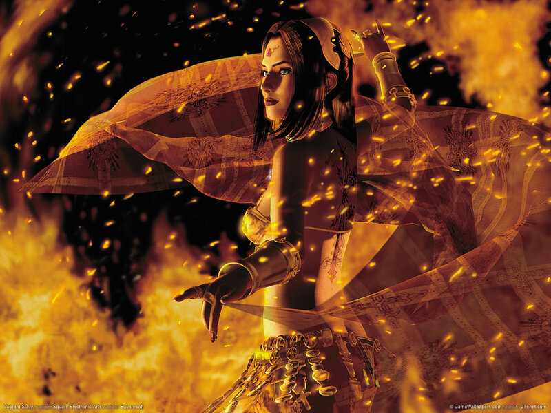 Female Character in Fire — Orange, Dramatic