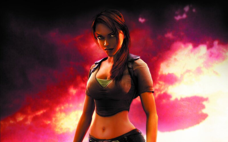 Female Character in Fire — Red, Dramatic