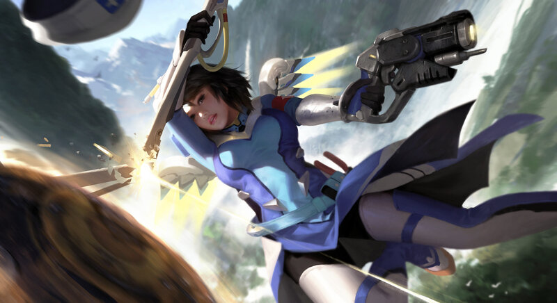 Female Character in Flight — Blue, Action-packed