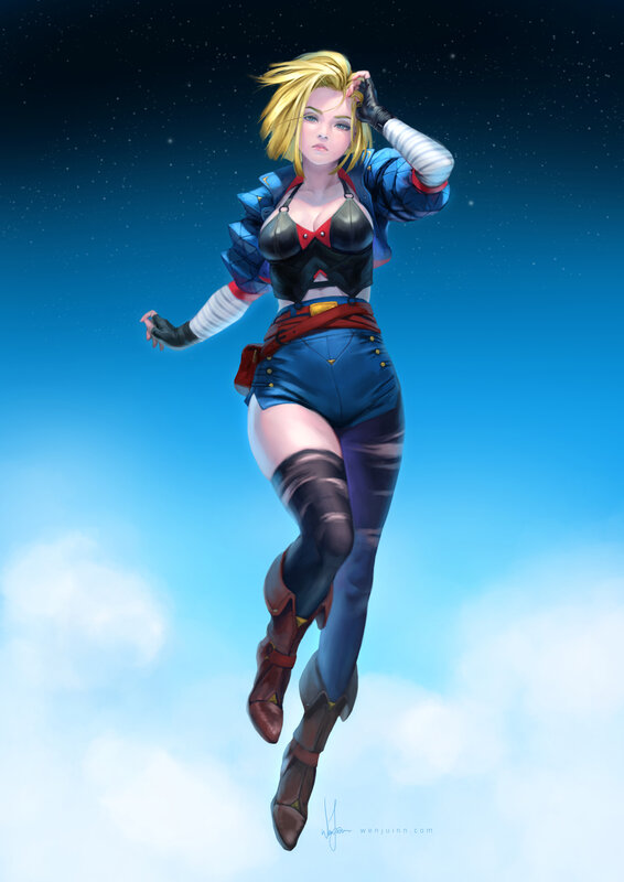 Female Character in Flight — Blue, Dramatic, Night, Digital Art