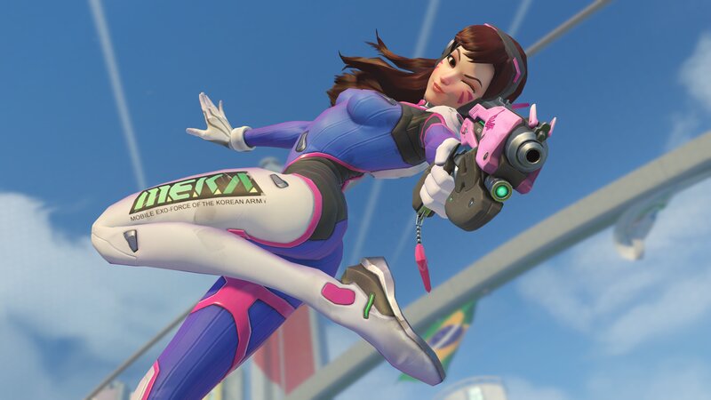 Female Character in Flight — Blue, Dynamic, Afternoon