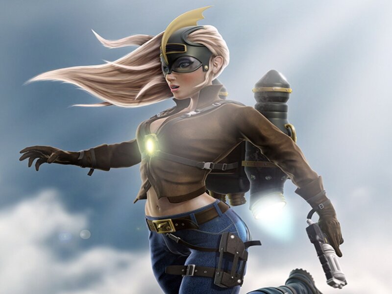 Female Character in Flight — Blue, Dynamic