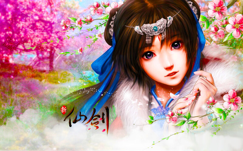 Female Character in Floral Setting — Pink