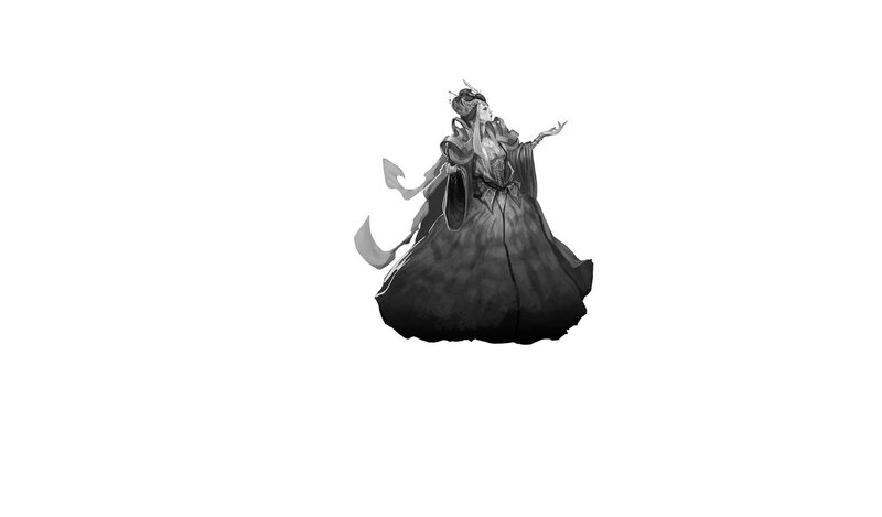 female character in flowing dress