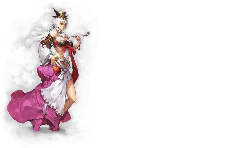 female character in flowing dress