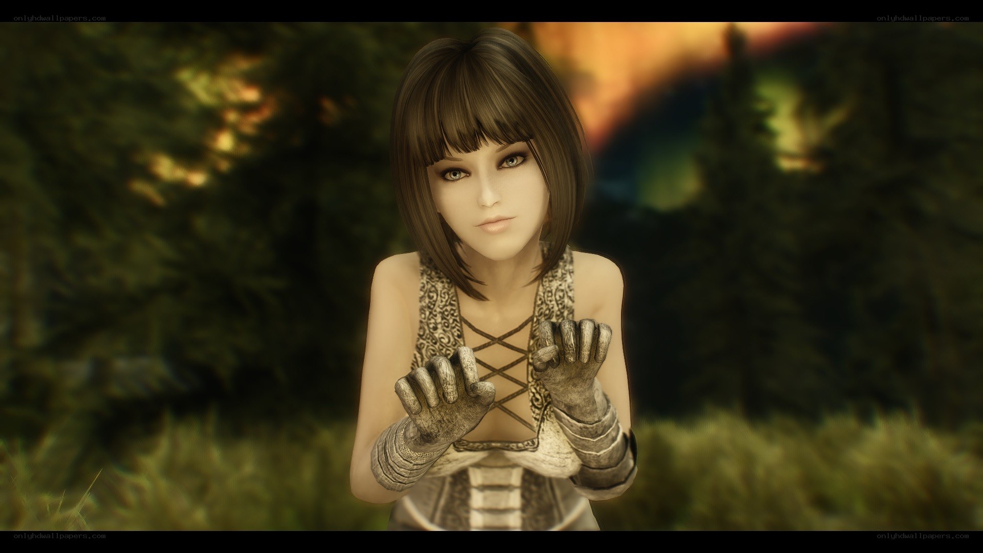 female character in forest