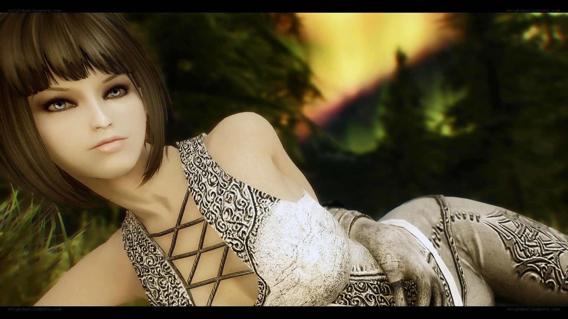 female character in forest