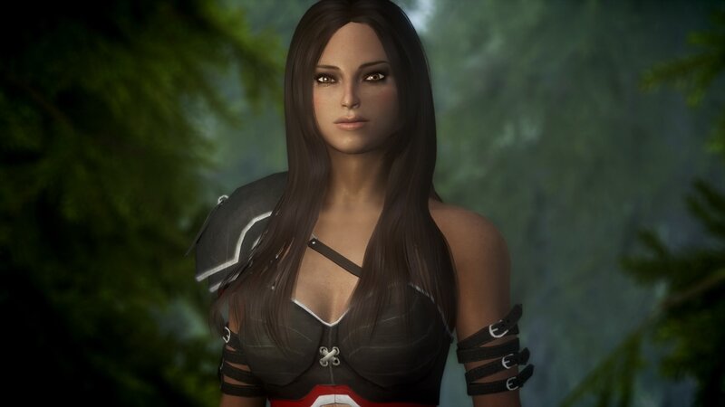 female character in forest armor