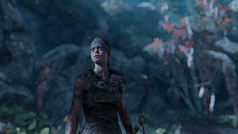Female Character in Forest — Blue, Dramatic, Night