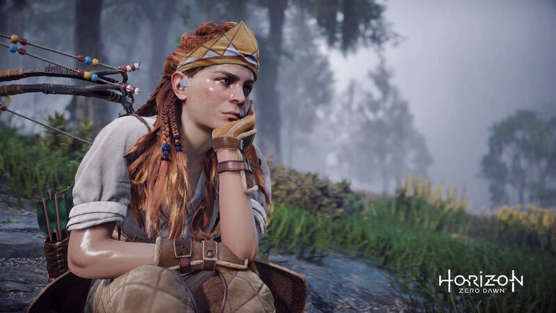 Female Character in Forest — Green, Misty