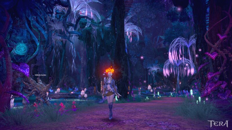 Female Character in Forest — Purple, Mystical, Night
