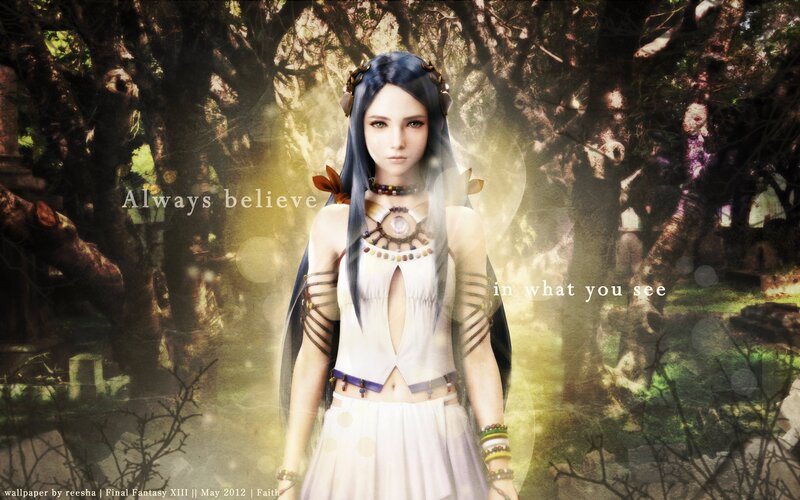 Female Character in Forest — White, Serene