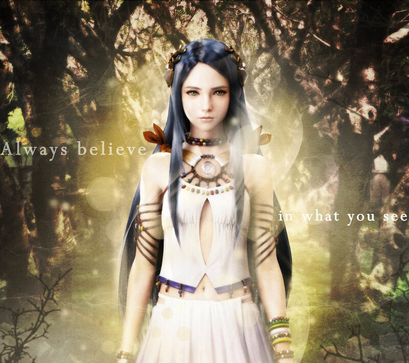 Female Character in Forest — White