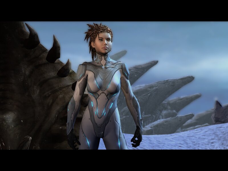 female character in futuristic armor