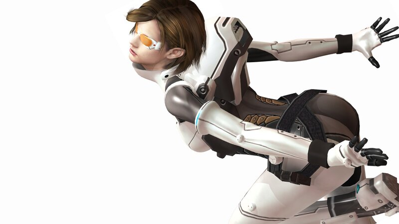 female character in futuristic armor
