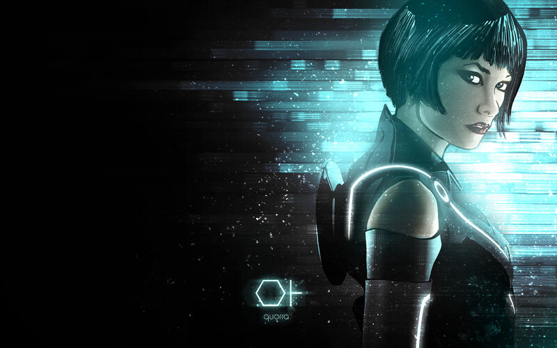 female character in futuristic armor