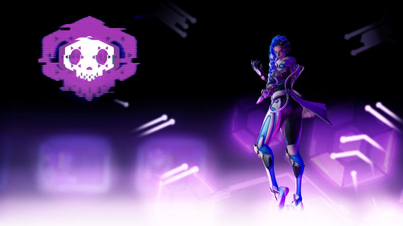 Female Character in Futuristic Armor — Purple