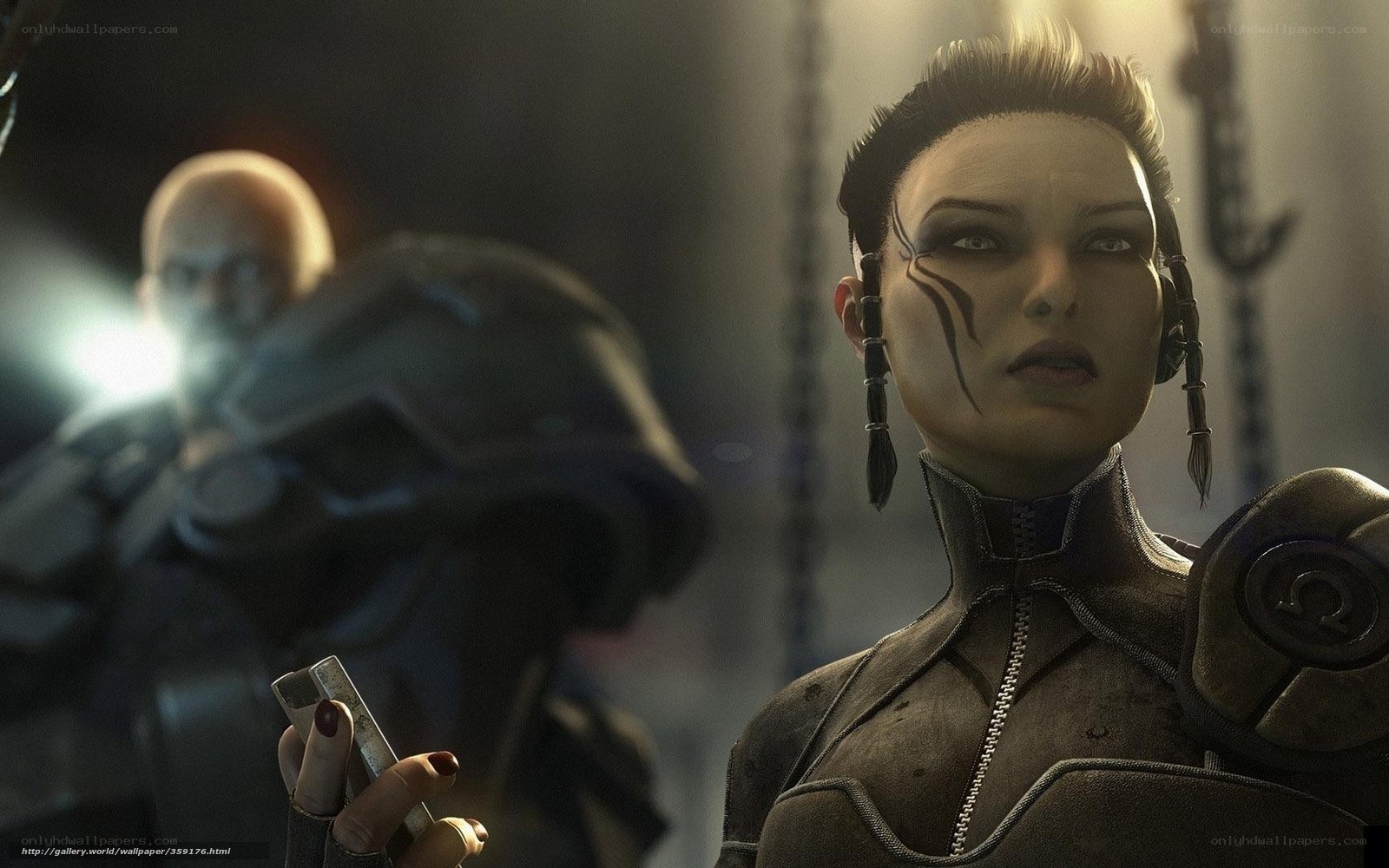 female character in futuristic armor