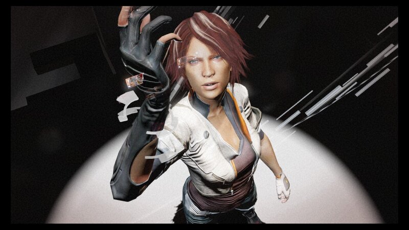 female character in futuristic gear