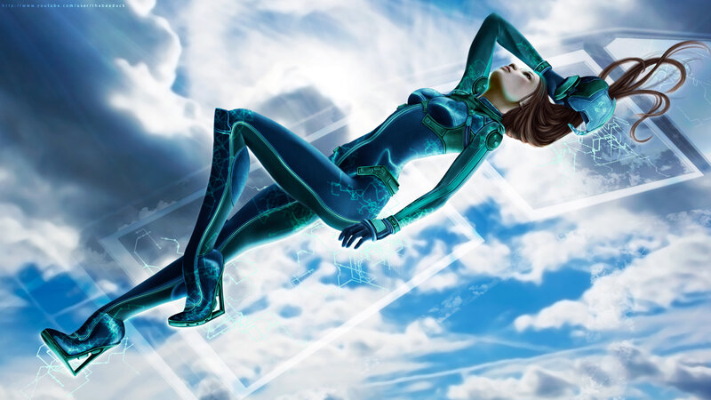female character in futuristic suit