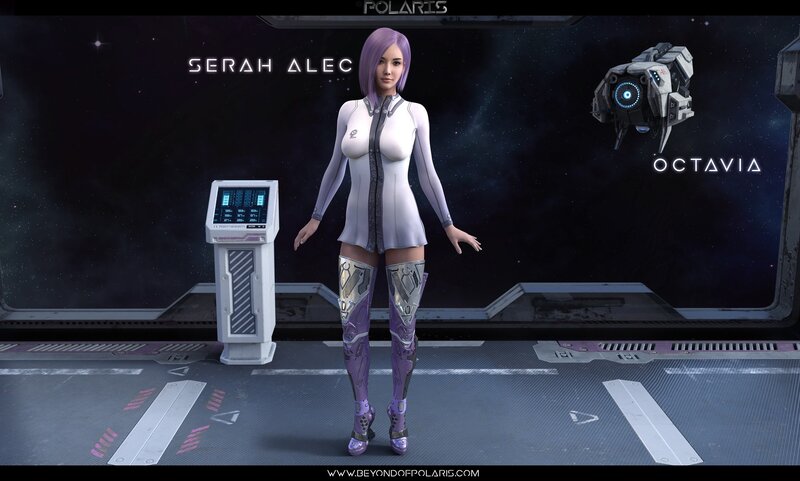 Female Character in Futuristic Suit — Purple, 3d Render
