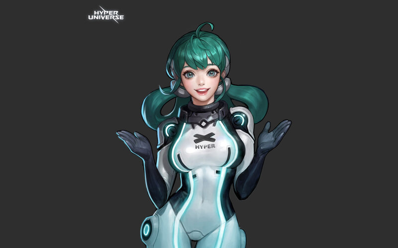 Female Character in Futuristic Suit — Teal